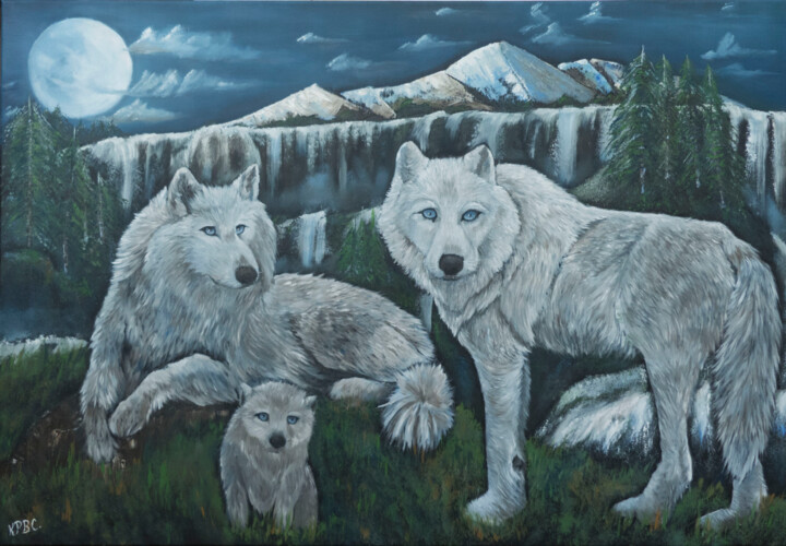 Peinture intitulée "Loups" par Kpbc, Œuvre d'art originale, Huile