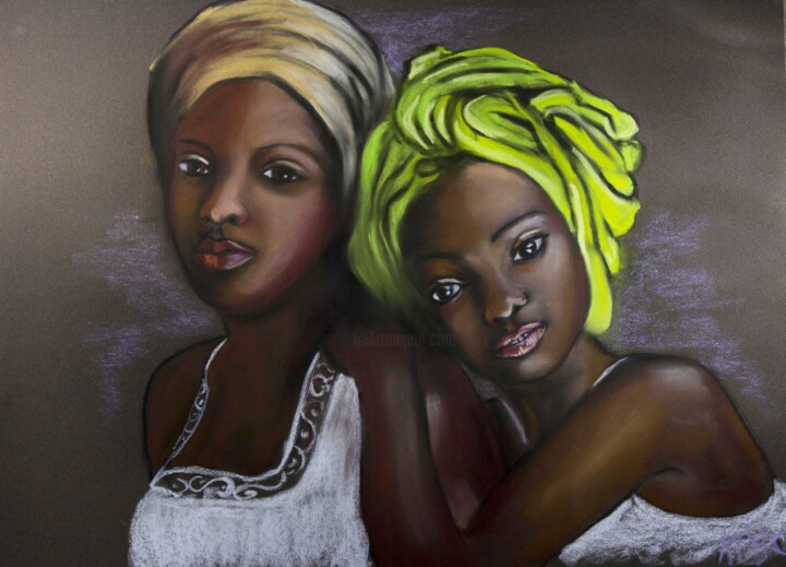 Painting titled ""Mia et Lilou" Past…" by Kpbc, Original Artwork