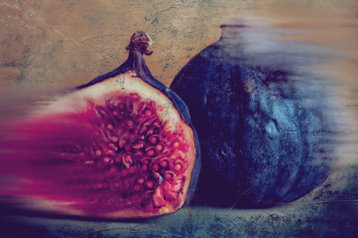 Цифровое искусство под названием "Figs" - Kpd, Подлинное произведение искусства, Цифровая живопись Установлен на Деревянная…