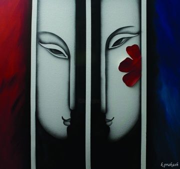 Pintura titulada "Couple01" por K Prakash Raman, Obra de arte original