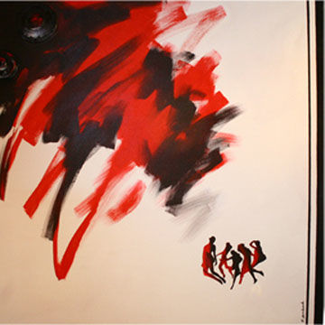 Pintura titulada "Red_Black_White01" por K Prakash Raman, Obra de arte original