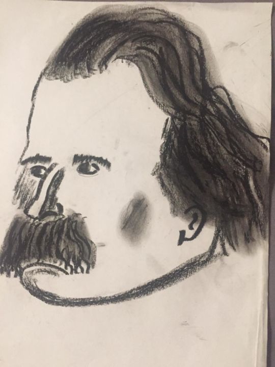 Dessin intitulée "Friedrich Nietzsche" par By.Florek, Œuvre d'art originale, Craie