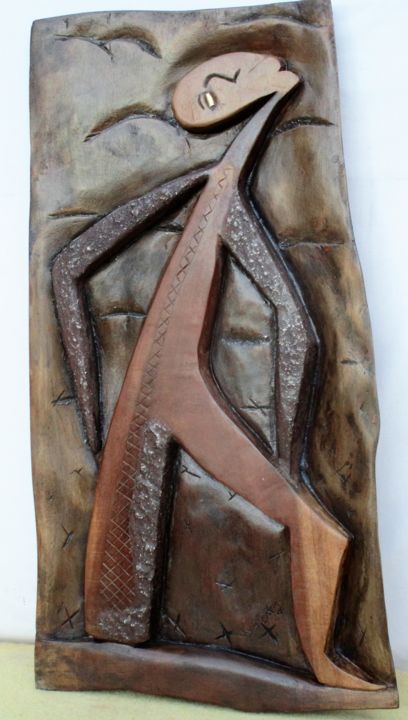 Skulptur mit dem Titel ""Life Can Be A Burd…" von Harry Larweh, Original-Kunstwerk, Gemischte Medien