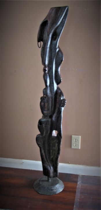 Skulptur mit dem Titel "Peoples" von Harry Larweh, Original-Kunstwerk, Gemischte Medien
