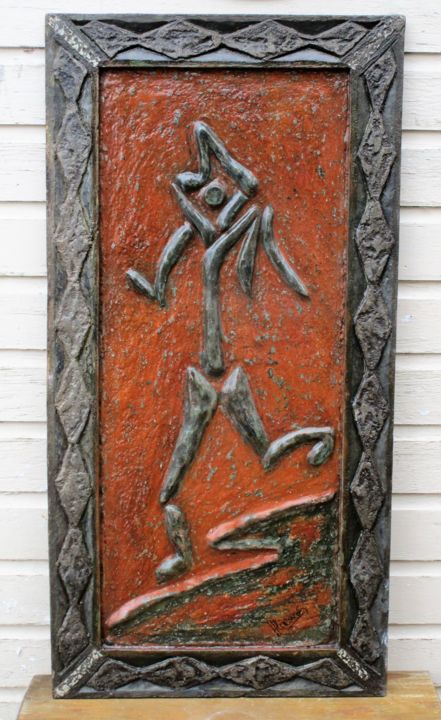 Skulptur mit dem Titel "The Run Away" von Harry Larweh, Original-Kunstwerk, Gemischte Medien