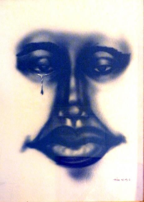 Schilderij getiteld "Black Tear" door Kraig Blue, Origineel Kunstwerk, Anders