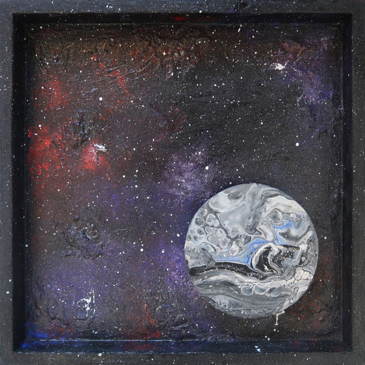 Colagens intitulada "La lune" por Karin Kralova, Obras de arte originais