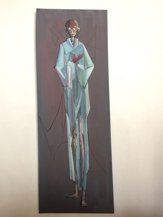 Painting titled "GHANDI" by Selena, Original Artwork, Oil