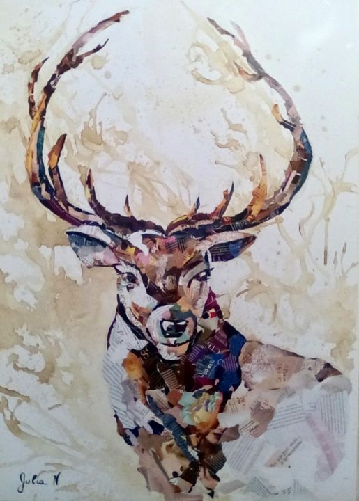 Peinture intitulée "Deer" par Julia Krasnova, Œuvre d'art originale, Autre