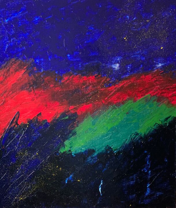 Картина под названием "Galaxy" - Krasimir Krasovich, Подлинное произведение искусства, Масло Установлен на Деревянная рама д…