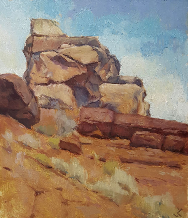 Malerei mit dem Titel "Rocks in Zion" von Krasuckas, Original-Kunstwerk, Öl