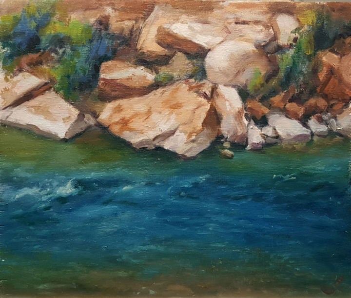 Painting titled "River in Zion" by Krasuckas, Original Artwork, Oil