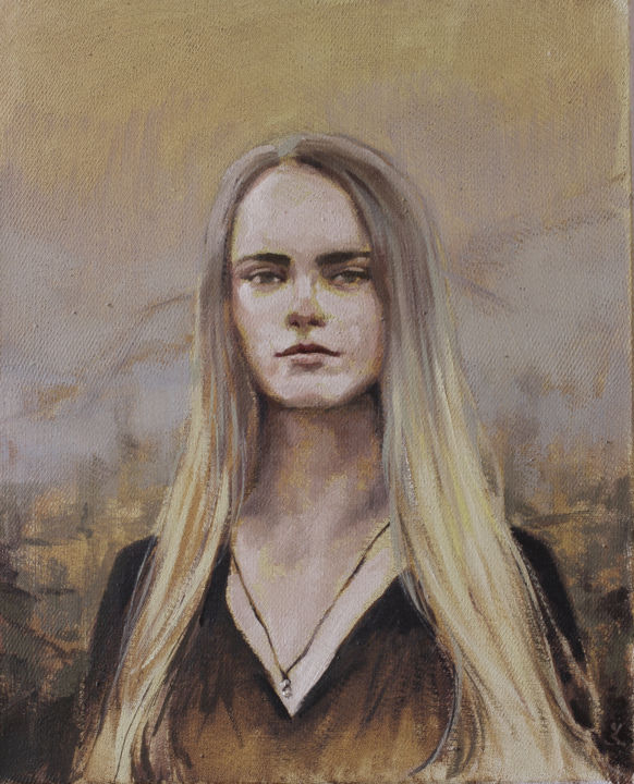 Painting titled "Kristina portrait" by Krasuckas, Original Art, Oil