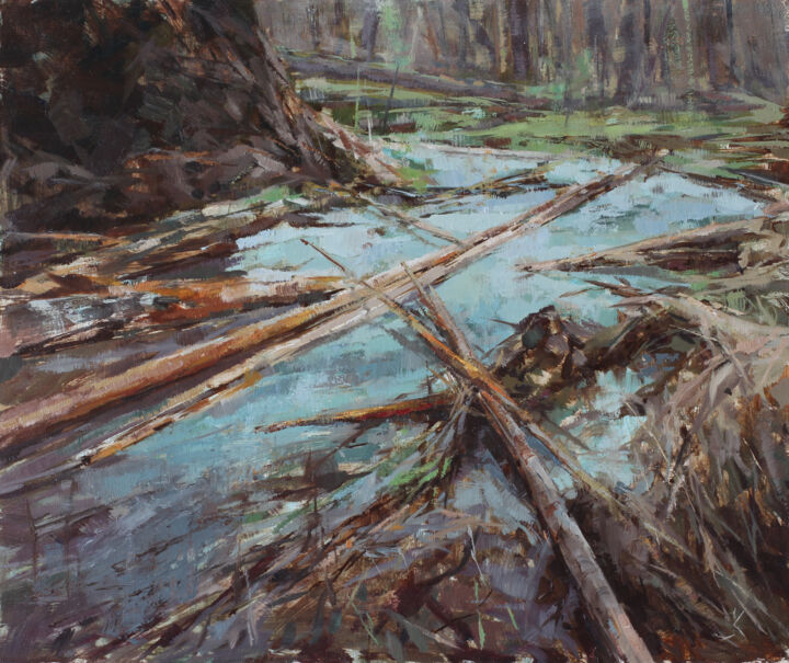 Malarstwo zatytułowany „Autumn swamp” autorstwa Krasuckas, Oryginalna praca, Olej