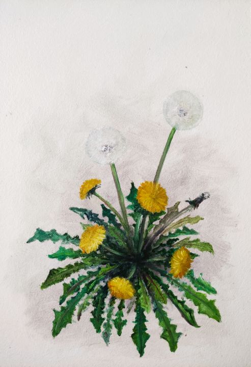 Peinture intitulée "Dandelions" par Nina Fedotova, Œuvre d'art originale, Huile