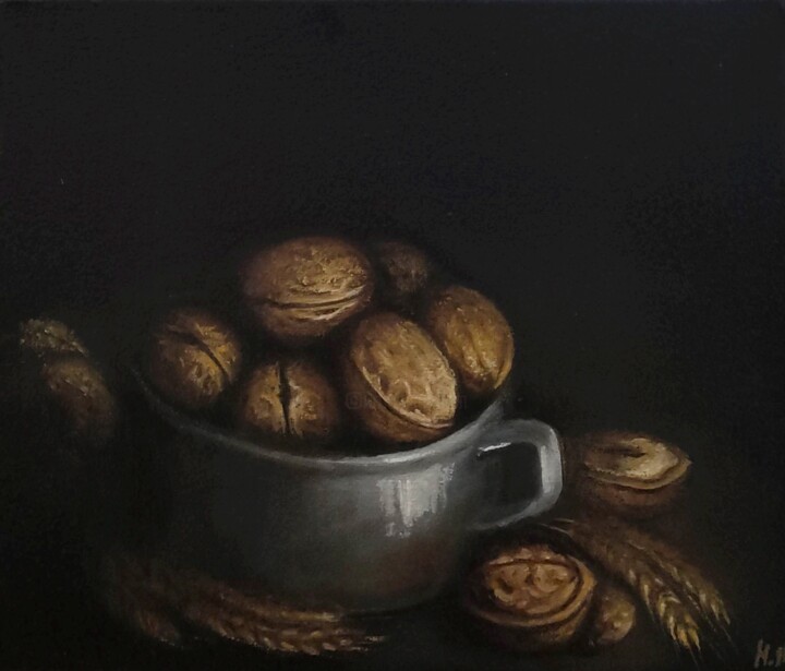 Malerei mit dem Titel "Nuts" von Nina Fedotova, Original-Kunstwerk, Öl