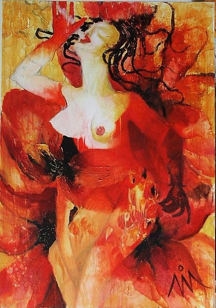 Painting titled "Carmen. Opium flowe…" by Kravitz, Original Artwork, Oil