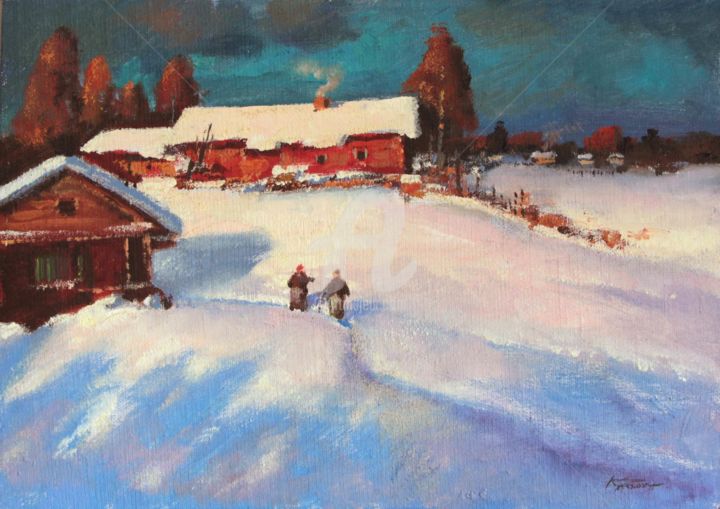 Painting titled "Russian winter" by Mark Kremer, Original Artwork