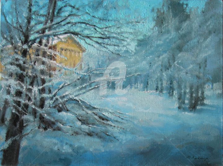 Painting titled "Winter in the park" by Mark Kremer, Original Artwork