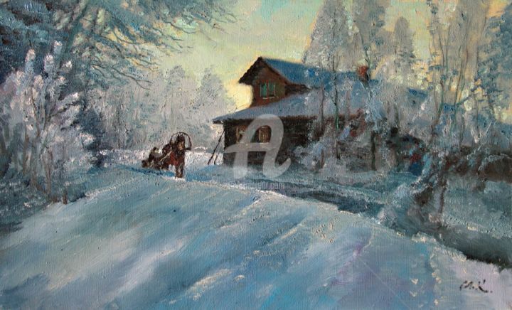 Painting titled "Frosty" by Mark Kremer, Original Artwork, Oil