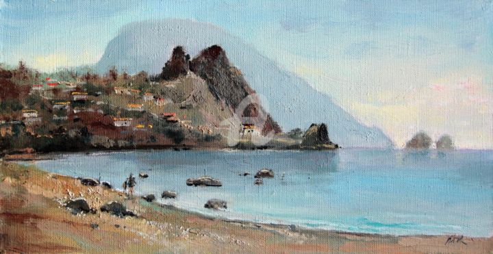 Painting titled "Crimea, Gurzuf, sea" by Mark Kremer, Original Artwork, Oil