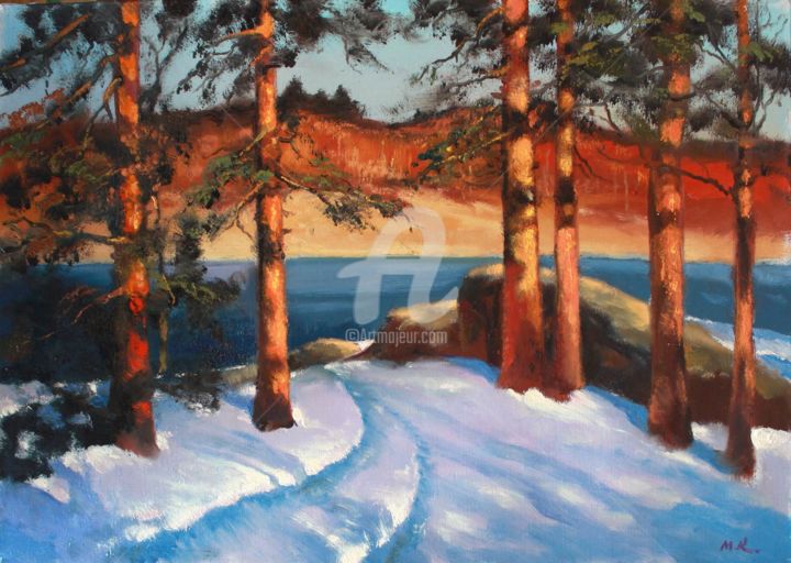 Peinture intitulée "Valaam, the flow" par Mark Kremer, Œuvre d'art originale, Huile