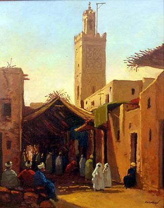 Peinture intitulée "ruelle n005krich" par Mohamed Krich, Œuvre d'art originale