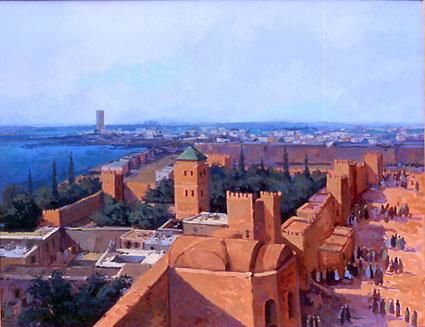 Peinture intitulée "terrassses  n001kri…" par Mohamed Krich, Œuvre d'art originale