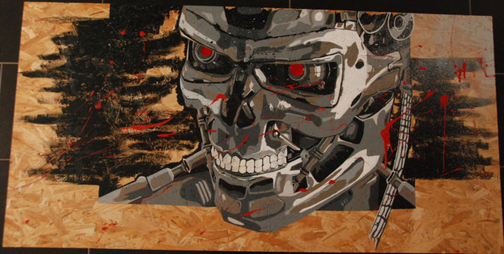 Peinture intitulée "terminator-2017.jpg" par Christophe Caniac, Œuvre d'art originale, Acrylique