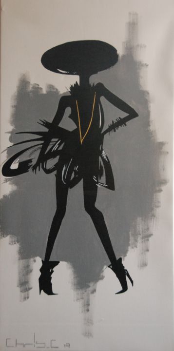 Картина под названием "la-petite-robe-noir…" - Christophe Caniac, Подлинное произведение искусства, Акрил