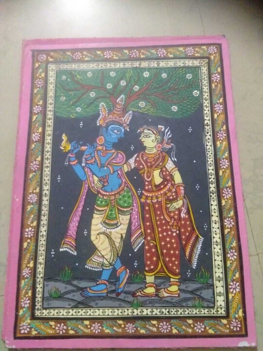Peinture intitulée "Pattachitra" par Krishnendu Sarkar, Œuvre d'art originale, Aquarelle