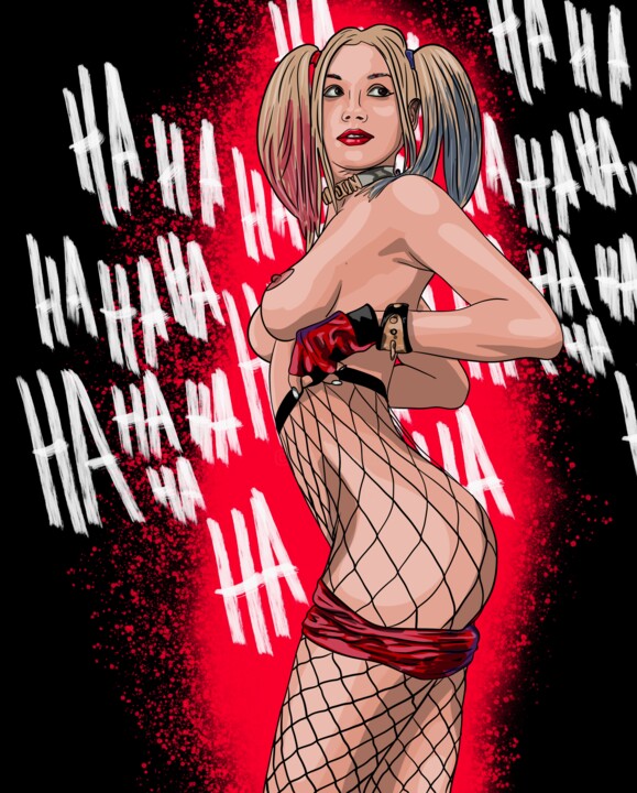 Digital Arts titled "Harley Quinn? Nude" by Kmihov, Original Artwork, Digital Painting