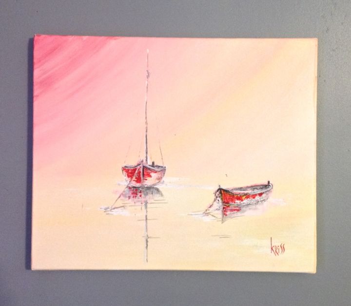 Peinture intitulée "douceur marine" par Kriss Bonnier, Œuvre d'art originale, Acrylique