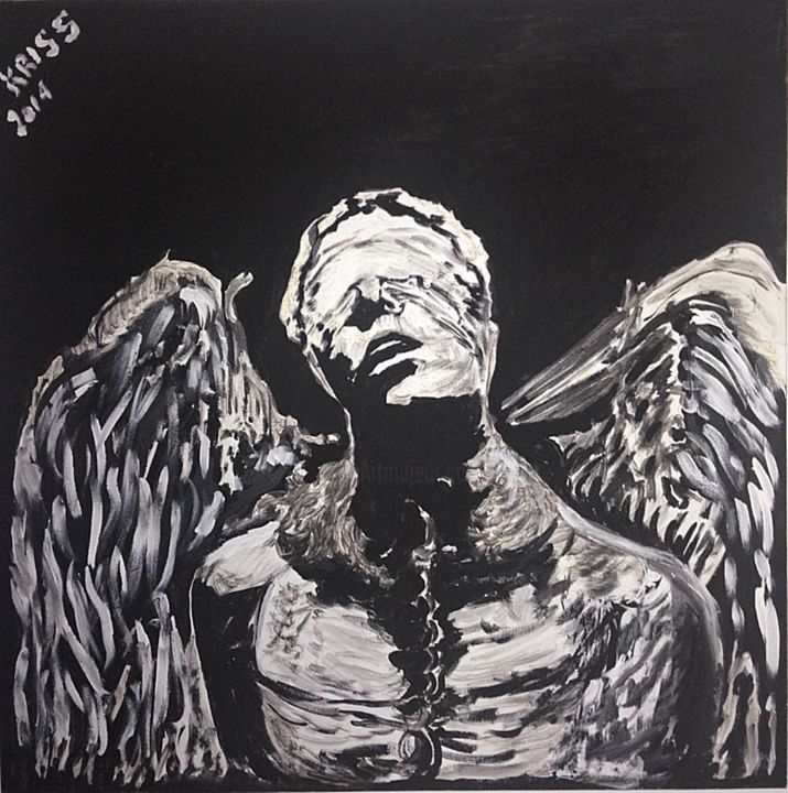 Painting titled "Chained Fallen Angel" by Kriss, Original Artwork, Acrylic