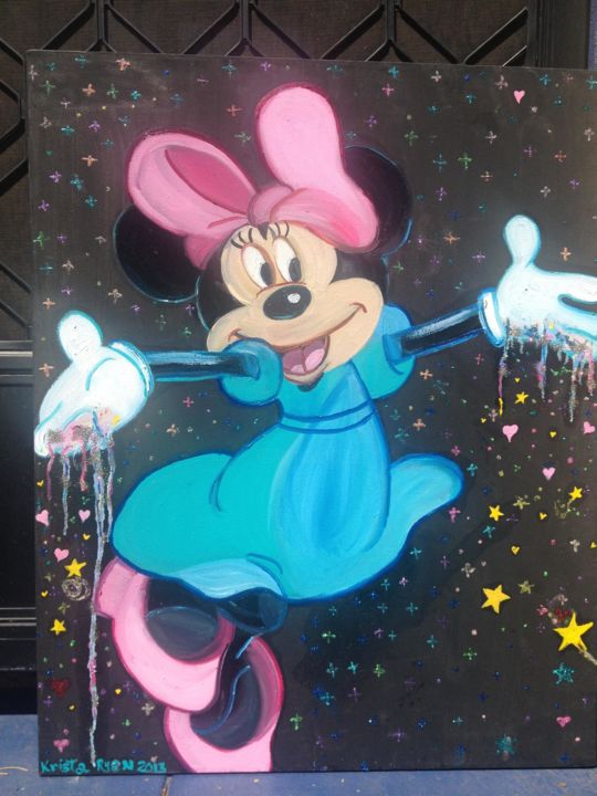 Painting titled "Minnie Mouse" by Krista Ryan, Original Artwork, Oil