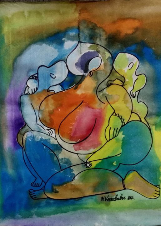 Painting titled "The Mother" by Babu Balakrishnan, Original Artwork, Acrylic