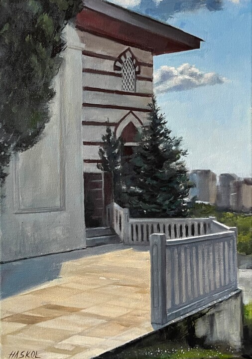 Painting titled "İstanbul 15 of July…" by Kristi Haskol, Original Artwork, Oil Mounted on Wood Stretcher frame