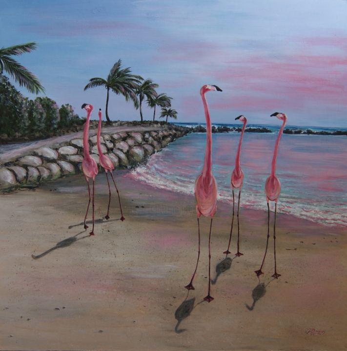 Painting titled "Aruba" by Kristina Dochu, Original Artwork, Acrylic