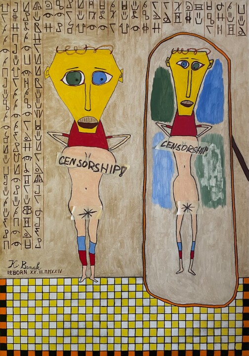 Peinture intitulée "Evelin u zrcadla" par Kristian Benak, Œuvre d'art originale, Huile Monté sur Châssis en bois