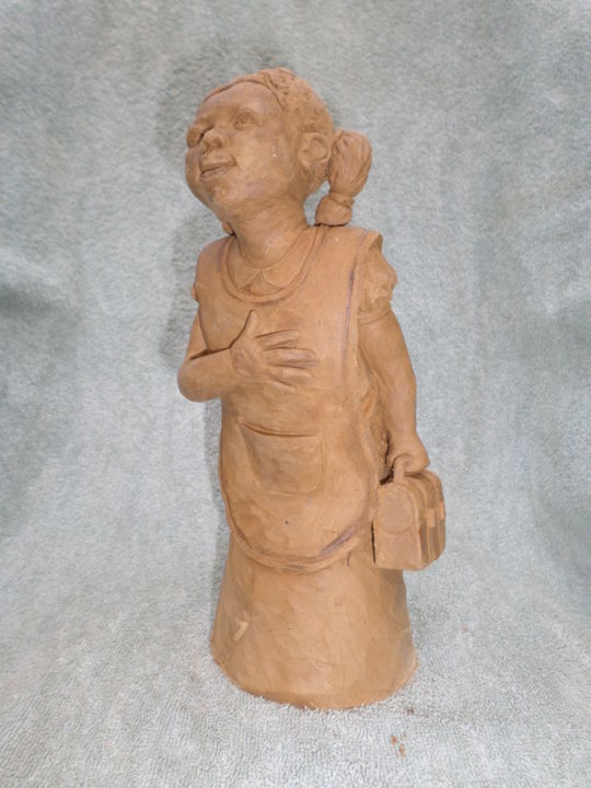 Sculpture titled "J'aime apprendre" by Kristian Lukusa, Original Artwork, Ceramics