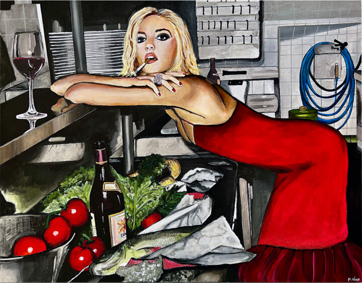 Pintura intitulada "The Chef" por Kristin Voss, Obras de arte originais, Acrílico