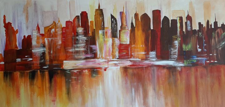 Malerei mit dem Titel "City" von Kristina Sumkina, Original-Kunstwerk, Acryl