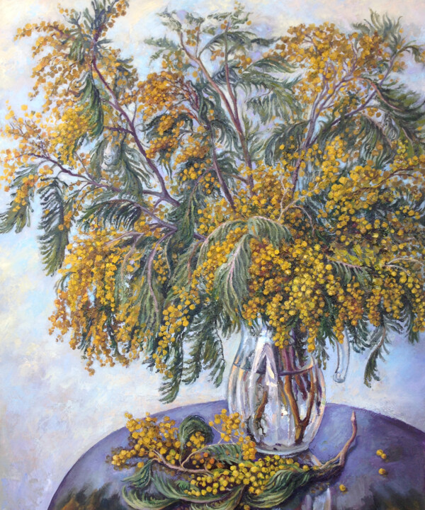 Картина под названием "Mimosa" - Kristina Kristiana, Подлинное произведение искусства, Масло Установлен на Деревянная панель