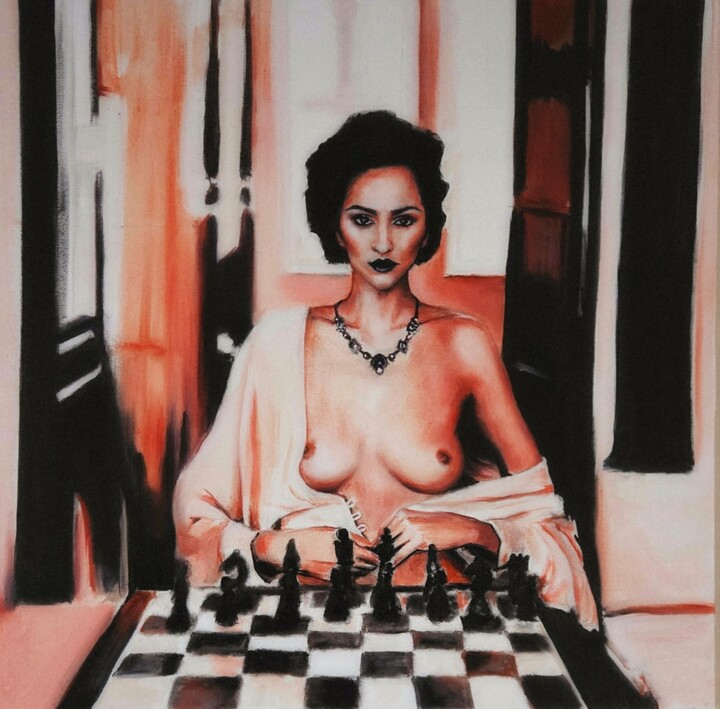 Peinture intitulée "Queen's Gambit" par Kristina Likhovitskaya (Cris.Om), Œuvre d'art originale, Huile