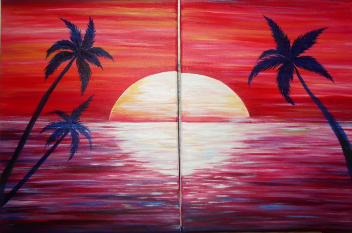 Painting titled "Sunset*" by Kritinalizdenyte, Original Artwork, Acrylic