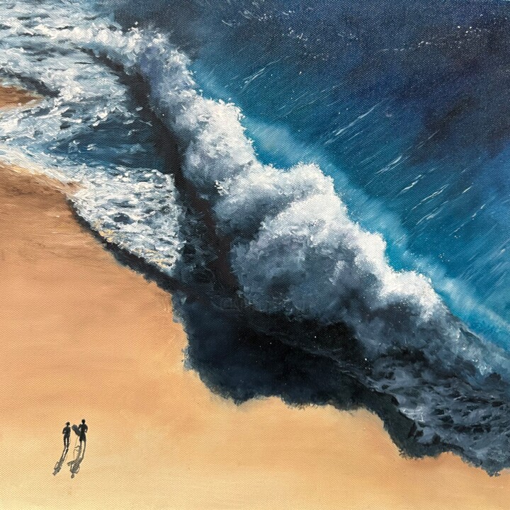 Painting titled "Go surf" by Kristina Sergeeva, Original Artwork, Oil