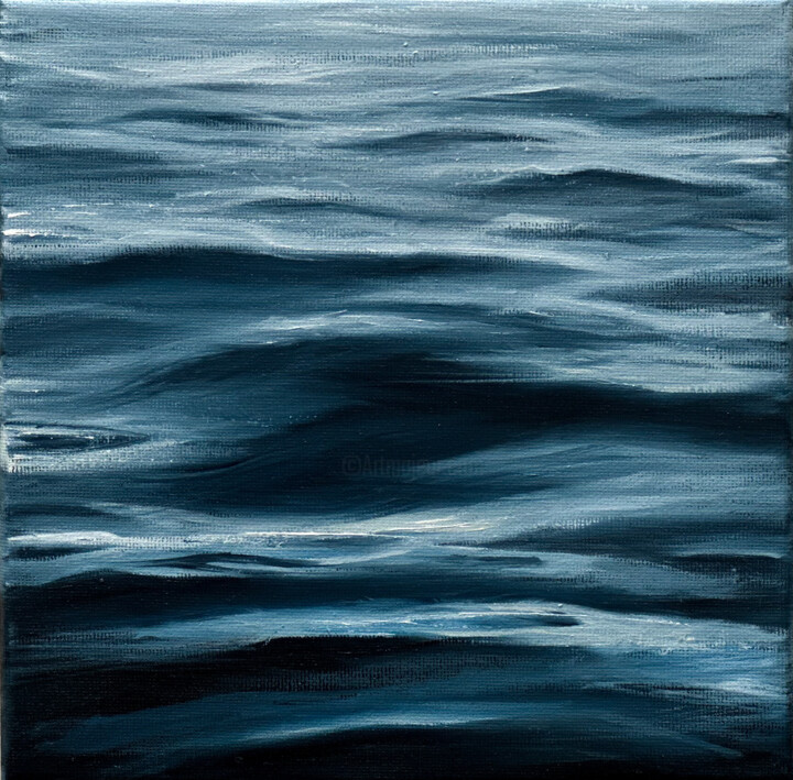 Painting titled "Water" by Kristina Sergeeva, Original Artwork, Oil Mounted on Wood Stretcher frame