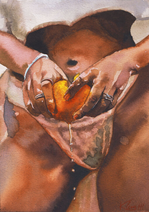Картина под названием "Заводной апельсин" - Кристина Вешкина (Klem111), Подлинное произведение искусства, Акварель