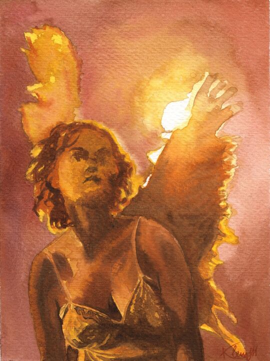 Картина под названием "Ангельские ритмы" - Кристина Вешкина (Klem111), Подлинное произведение искусства, Акварель