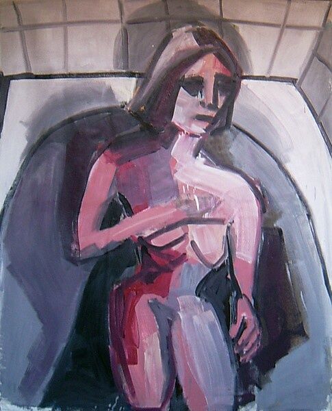 Peinture intitulée "girl in the bathroo…" par Kristina Kovacevic, Œuvre d'art originale
